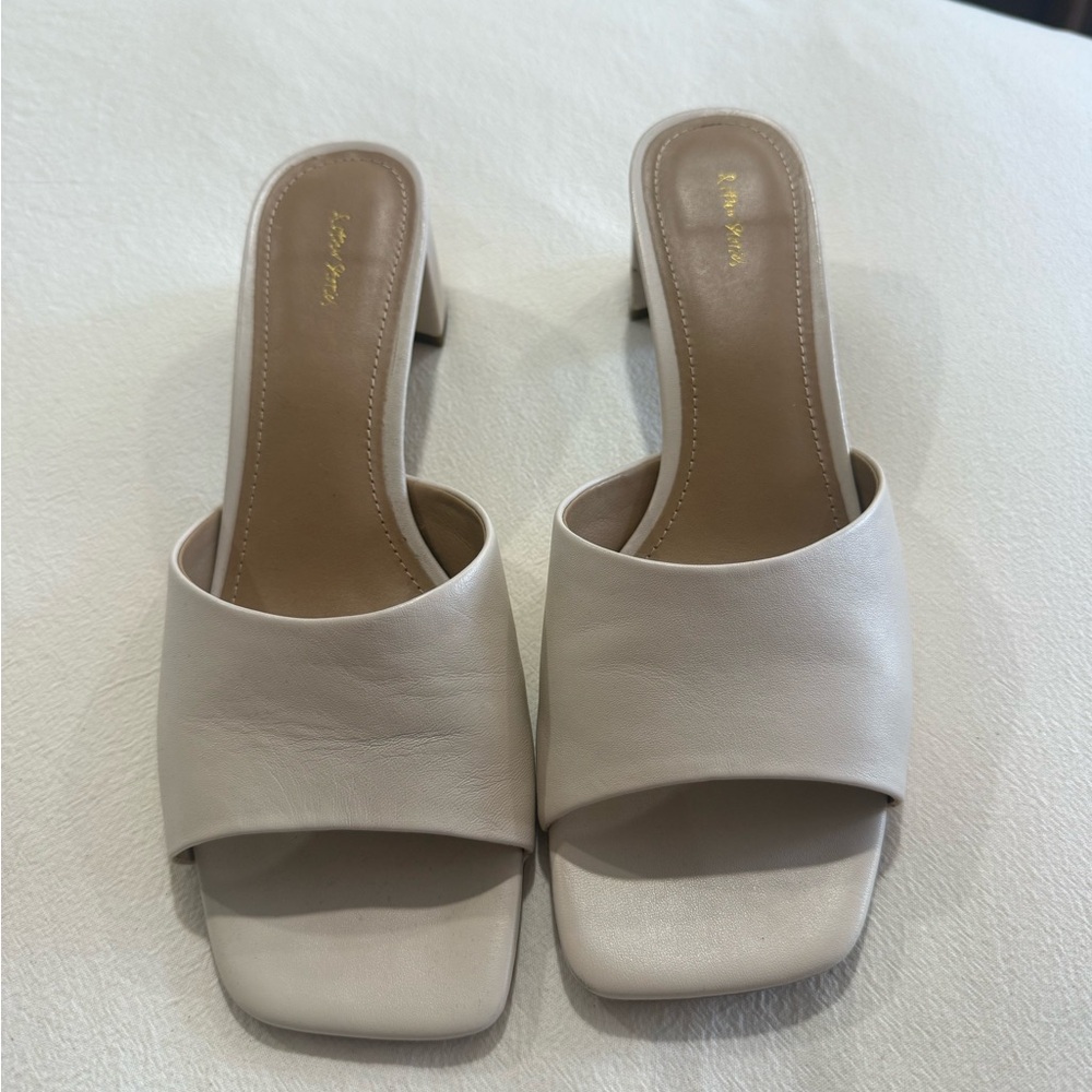 & Other Stories Cream Leather Mules